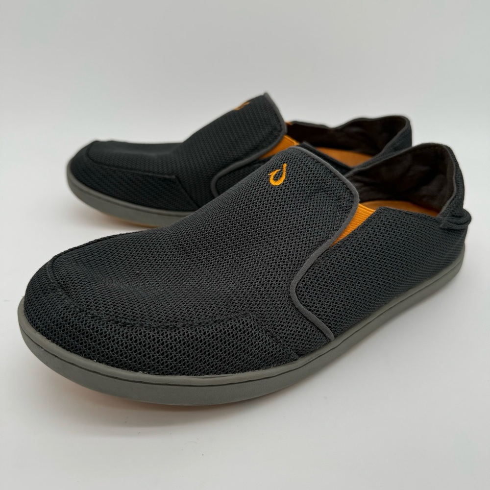 OluKai Nohea Mesh Gray Slip Ons Size 9.5